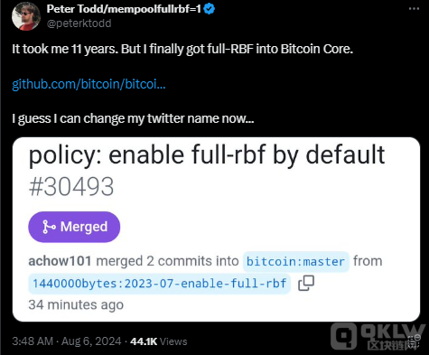 Bitcoin核心采用完整RBF功能圖片